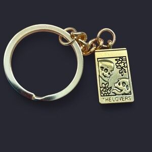 Gold The Lovers Tarot Card keychain